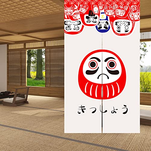 LIGICKY Noren Japanese Style Doorway Curtain Doll Daruma Printed Window Treatment Door Tapestry for Home Decoration 33.5" Width x 59" Long - color: Doll Daruma, size: 33.5"W x 59"L (Pack of 1)