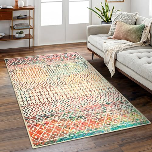 4x6 Rug for Living Room, Soft Non Slip Indoor Front Door Mat, Low-Pile Machine Washable Area Rug Floor Carpet for Bedroom Classroom Office Dining Room - color: Multi Color, size: 4' x 6' (Rectangular)