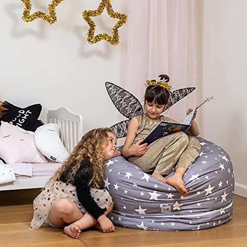 SMART WALLABY Stuffed Animal Storage Bean Bag Chair | 2 Sizes in 1 | 100% Cotton Washable Kids’ Plush Toys Organizer | XL to XXL Expandable Premium Soft Toys Pouf Twinkle Twinkle - color: Twinkle Twinkle
