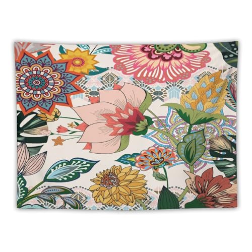 Vintage Boho Floral Tapestry Wall hanging,Bohemian Blossom Tapestries, Multi Color Tapestry for Bedroom Home Hippie Wall Decor 40"x30" - color: Boho Floral-2, size: W40xL30in