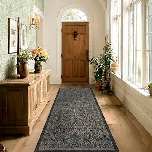 Hallway Runner 2.6x8 Area Rugs Washable Green Hallway Rug - color: Green, size: 2'6" x 8' (Oblong)