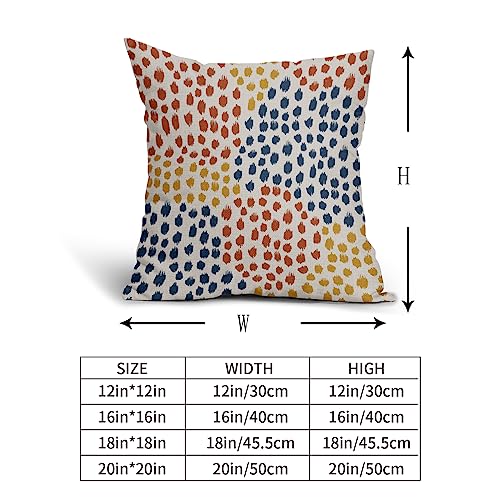 Blue Orange Yellow Pillow Covers 16x16 Set of 2 Fall Colored Art Dot Decorative Throw Pillows Trendy Print Outdoor Pillowcase Holiday Seasonal Cushion Cover Linen Pillow Case Decor for Sofa Couch Bed - color: Blue Orange Yellow Dots, size: 16" x 16" (Pack