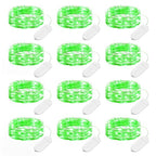 Brightown 12 Pack St. Patrick's Day LED Fairy Lights Battery Operated String Lights Waterproof Silver Wire 7 ft 20 LED Firefly Starry Moon Lights for DIY Wedding Party Bedroom Patio - color: Green, size: 12 Pack