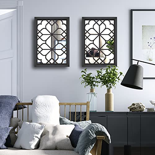 Wocred Set of 2 Rectangular Wall Mirror,Gorgeous Rustic Farmhouse Accent Mirror,Black Entry Mirror for Bathroom Renovation,Bedrooms,Living Rooms and More(11”x15”) - color: Black, size: 11x15 inch - 2 PCS