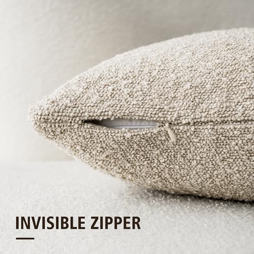 Foindtower Set of 2, Decorative Textured Boucle Throw Pillow Covers Accent Solid Pillow Cases Neutral Soft Cozy Couch Cushion Case for Chair Sofa Bedroom Living Room Home Decor 16 x 16 Inch,Oatmeal - color: Oatmeal, size: 16" x 16" (Pack of 2)