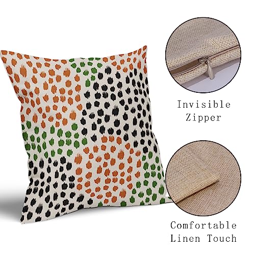 Black Orange Green Pillow Covers 16x16 Set of 2 Fall Colored Art Dot Decorative Throw Pillows Trendy Print Outdoor Pillowcase Holiday Seasonal Cushion Cover Linen Pillow Case Decor for Sofa Couch Bed - color: Black Orange Green Dots, size: 16" x 16" (Pack