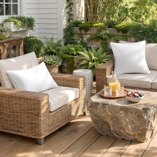 MIULEE Pack of 2 20x20 Outdoor Pillow Inserts, Waterproof Decorative Square Throw Pillow Inserts for Patio Sofa Garden Porch Couch - size: 20x20 Inch