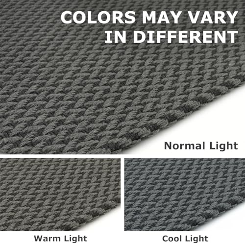 IOHOUZE Small Area Rug 2x3 Washable Woven Rugs for Entryway Non Slip Rubber Backed Front Door Rugs Indoor Doormat Throw Rug Floor Carpet for Entrance Kitchen, Grey/Black - color: Grey/Black, size: 2' x 3' (Rectangular)
