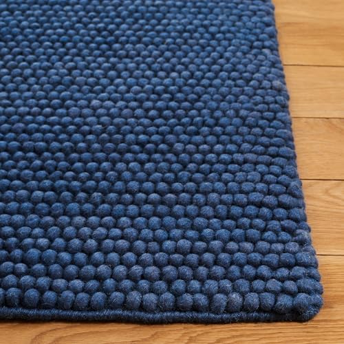 SAFAVIEH Natura Collection Accent Rug - 2' x 3', Navy & Blue, Handmade Wool Blend, Textured Design, Ideal for Hallway, Bedroom, Foyer (NAT620M) - color: Navy/Blue, size: 2' x 3' (Rectangular)