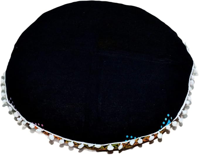 CRAFT KALA Round Mandala Boho Pillow Cover Meditation India Room Seating Poufs Cover for Living Room Yoga Room Home Décor Bedroom Balcony Garden Decoration Cotton Floor Cushion Cover 22", Multi Flower