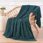Puncuntex Flannel Fleece Throw Blanket Dusty Blue 50"×60",Super Soft Plush Cozy Blanket with Square Grid Design Luxury for Couch Sofa Chair - color: Dusty Blue, size: 50"×60"