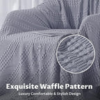 Cooling Cotton Waffle Weave Throw Blanket - Lightweight Breathable Blanket of 50% Rayon Derived from Bamboo for Hot Sleepers, Summer Throws for Couch Bed Sofa, Light Blue, 50"x60"