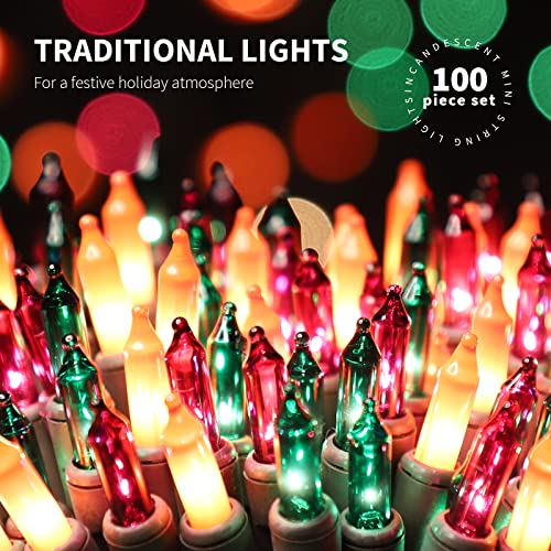 100LIGHTS Orange Purple and Green Extra-Bright with End Connectors Halloween Decorative Lights 5.98m UL Certified Mini String Light Set Waterproof for Halloween Home Garden Tree Party Patio - color: Brown Wire Orange&Purple&Green, size: 100 COUNT-1PACK