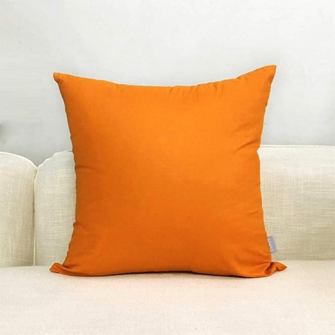 Thmyo 4-Pack 100% Cotton Comfortable Solid Decorative Throw Pillow Case Square Cushion Cover Pillowcase Sublimation Blank Halloween DIY Throw Pillow Covers for Sofa Bed(18x18 inch/45x45cm,Fall Orange)