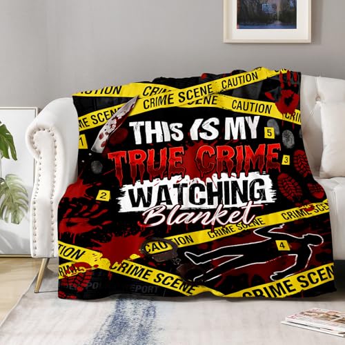 Aimego True Crime Scene Theme Flannel Blanket, Mystery Design Gift for True Crime Fans, Cozy Novelty Throw for Couch Bed Movie Night Halloween Decor, 50"x60" - color: A-crime Blanket