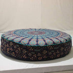 Indian Mandala Floor Pillow Seating Throw Boho Meditation Cushion Cover Hippie Decorative Bohemian Round Ottoman Yoga Pouf Pom Case Large Sham Home Decor Outdoor Comfortable