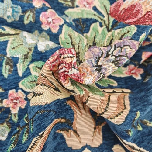 Set of 2 Blue Vintage Floral Throw Pillow Covers, Chenille Victorian Embroidered Cushion Covers for Sofa Couch, 18x18 Inch Square Decorative Pillowcases for Living Room,Bedrom - color: Blue