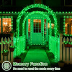 QITONG Green Solar Fairy Lights, 2 Pack Each 66ft 200 LED String Light Outdoor Waterproof, Silver Wire Christmas Twinkle Mini Lights with 8 Modes - color: Green