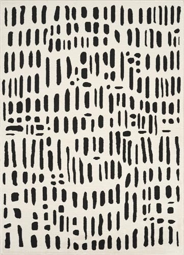 Abani Neutral Collection Cream Area Rug 8' x 10' for Living Room, Dining Room, Family Room - Modern Design - Durable & Easy to Clean - color: Strokes, size: 8' x 10' (Rectangular)