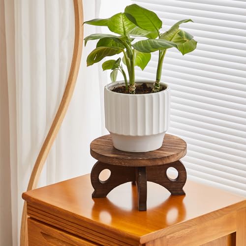 Plant Stand Indoor Round Wood Risers Display Stands Decorative Table for Flowers Stand Indoor Rustic Balcony Decor Pedestal Board Plant Holder Rise - color: Brown, size: Wood