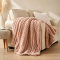 Battilo Chunky Knit Throw Blanket for Couch, Hand Made Chenille Throw Blanket, Super Soft Warm Cozy Pink Blanket for Bed, Sofa, Living Room, 50"x60" - color: Pink