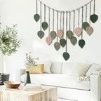Winmist Glimpse Large Boho Macrame Wall Hanging-Leaf Tapestry Decor for Bedroom,Handcrafted Green Nature-Inspired Wall Art,Refreshing Space Background