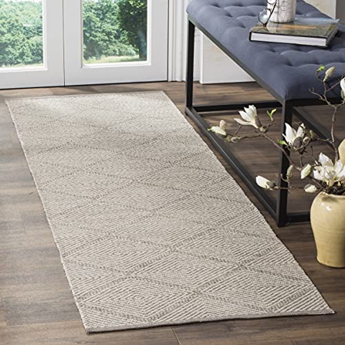 SAFAVIEH Montauk Collection Runner Rug - 2'3" x 11', Grey, Handmade Cotton, Ideal for High Traffic Areas in Living Room, Bedroom (MTK821A) - color: Grey, size: 2'3" x 11' (Runner)