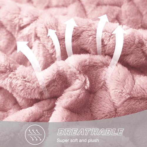Exclusivo Mezcla Fleece Throw Blanket for Couch and Bed, 50x70 Inches Soft Cozy Jacquard Flannel Blankets, Lightweight Fuzzy Plush Throws for Women, Pink - color: Dusty Pink, size: Throw ( 50x70 IN )