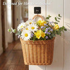 MIPON 2 Pack Handmade Woven Hanging Waterproof Plastic Rattan Wicker Basket | Wall Mounted Organizer, Small & Large Storage, Bathroom, Kitchen, Entryway, Farmhouse Decor