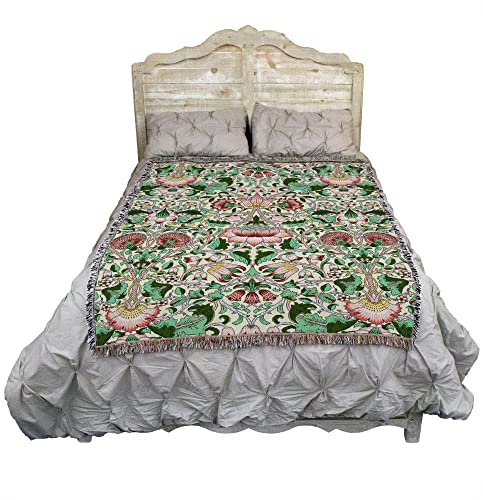 Pure Country Weavers William Morris Lodden Rose Blanket - Arts & Crafts - Gift Tapestry Throw Woven from Cotton - Made in the USA (72x54) - color: Rose, size: Large