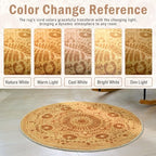 Carvapet Faux Jute Round Rug 8ft – Pizza-Like Pattern Design Washable Low Pile Area Rug with Non-Slip Rubber Backing, Soft Circle Carpet for Living Room Bedroom Nursery Bathroom - color: S-brown, size: 8' (Round)