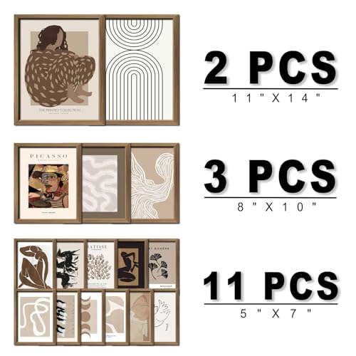 ANERZA 16 PCS Framed Boho Eclectic Wall Art Decor, Abstract Wall Collage Kit Prints for Bedroom Bathroom, Gallery Wall Frame Set, Minimalist Posters for Living Room Aesthetic, Beige and Brown Dorm Artwork - color: Linen, size: 12"x15" Framed