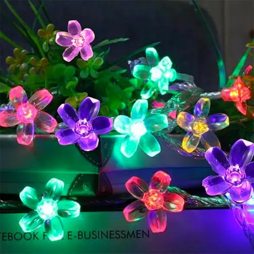 Battery Operated and USB Plug in Fairy Flower String Lights, 10ft 30 LED Cherry Blossom 8 Modes Timer Indoor Bedroom Party Wedding Garden Christmas Easter Tree Hanging Decorations (Multi Colored) - color: 10ft Multicolor Flower Lights