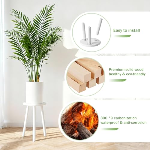 5-Pack Wood Plant Stands Indoor, Single Plant Stand for 6-22 Inch Pots, Mid-Century Modern Plant Stool, Tall Plant Stand for Large Plants Perfect Fit for Living Room, Balcony, Office(Retro White) - color: Retro White