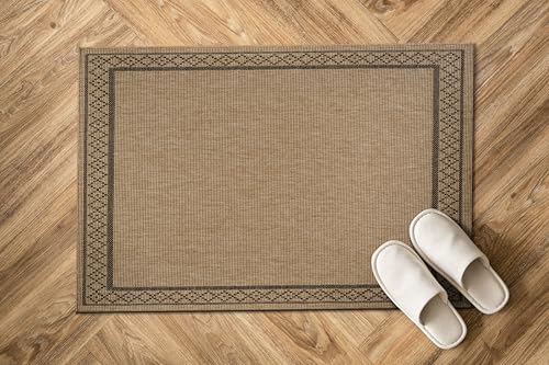 Luul Home Easy Jute Rugs 2x3 Frame Natural Color Living Room Indoor Outdoor Door Mat for Patio and Kitchen Rug High Traffic Washable Easy to Clean Solid Boho Woven Design Carpet (2 x 3) - color: Frame/Natural Black, size: 2' x 3' (Rectangular)