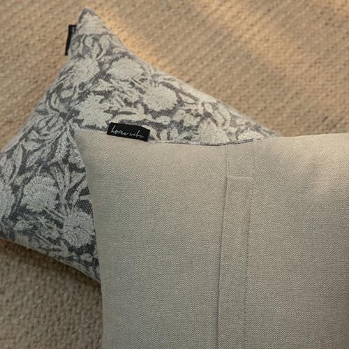 Handblock Printed Vintage Indian Cotton Decorative Throw Pillow Covers, Set of 2 (Iron Grey, 12" x 20" (Pack of 2)) - color: Iron Grey, size: 20" x 12" (Pack of 2)