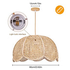 Arturesthome 1 Light Rattan Woven Pendant Light,Hand-Woven Flower Shaped Ceiling Chandelier,Handmade Hanging Lamp Shade for Dining Room Bar Cafe Rustic Decor D 23.6″*12.59″ - size: 23.6" * 12.6"