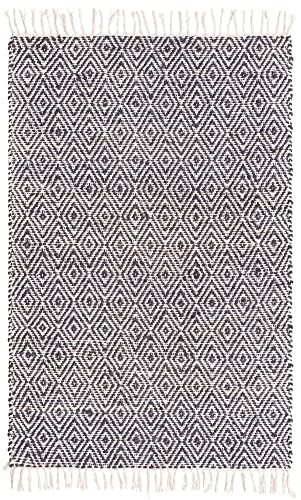 Unique Loom Braided Jute Collection Area Rug - Assam (4' 1" x 6' 1" Rectangle, White Navy) - color: White Navy, size: 4'1" x 6'1" (Rectangular)