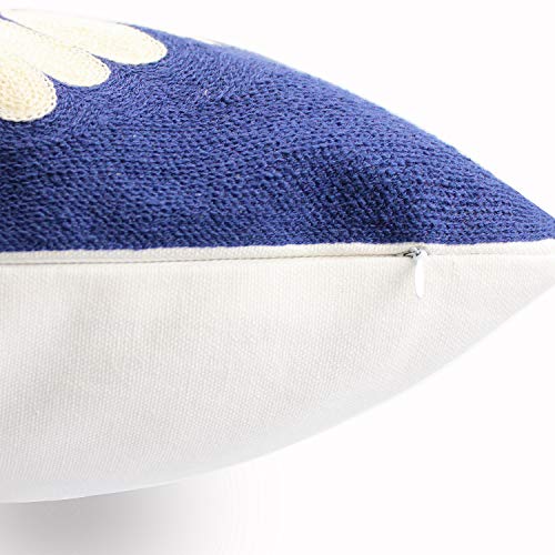 Embroidery Throw Pillow Covers 18x18 Home Decor Floor Pillows Cover 100% Cotton Cushion Cover Throw Pillow Case for Couch Dark Blue Sunflower Embroidered Pillow 45x45cm, Navy Blue, 1 Piece - color: Dark Blue
