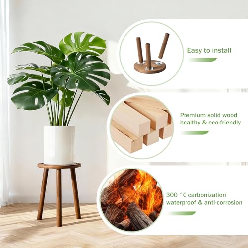 5-Pack Wood Plant Stands Indoor, Single Plant Stand for 6-22 Inch Pots, Mid-Century Modern Plant Stool, Tall Plant Stand for Large Plants Perfect Fit for Living Room, Balcony, Office(Dark Brown) - color: Dark Brown