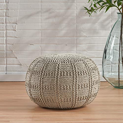 Christopher Knight Home Yuny Fabric Pouf, Grey - color: Grey