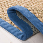SAFAVIEH Area Rug 6' Round - Natural Fiber Collection - Natural & Navy, Seagrass, Basketweave Pattern with Border (NF114T) - color: Natural/Light Navy, size: 6' (Round)