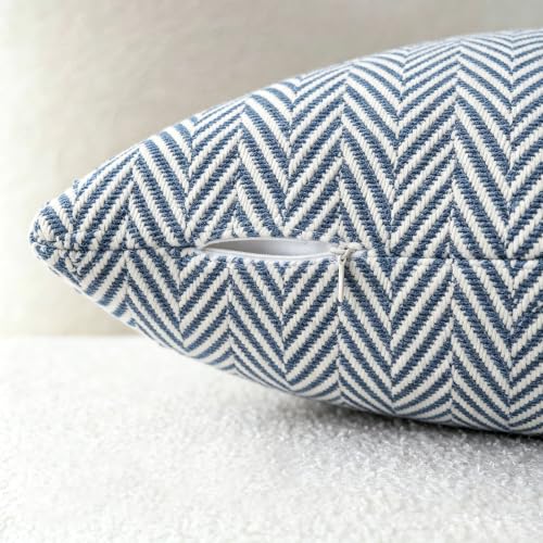 vctops Boho Throw Pillow Cover Blue and White Knitted Woven Pillow Cushion Cover Arrow Knit Decoration Lumbar Pillowcase for Sofa Couch Bedroom Living Room (Blue,12"x20") - color: Blue, size: 20" x 12" (Pack of 1)