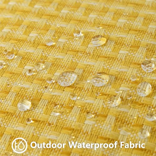 UGASA Outdoor Waterproof Pillow Covers Pack of 2 Weaving Texture Water Resistant Outside Decorative Pillow Cases for Patio Garden Porch Yard Bench Tent 18x18 Inch, Yellow - color: Yellow, size: 18" x 18" (Pack of 2)