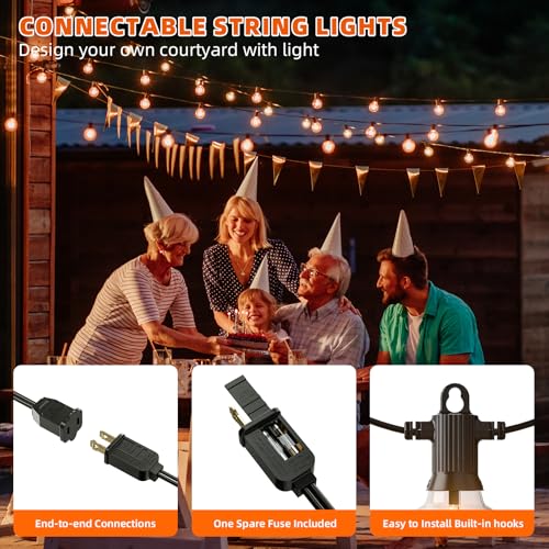 Kawaya 300FT Outdoor String Lights - LED Waterproof Patio Light for Outside with 146+4 G40 Globe Blubs - Shatterproof Hanging Lights for Porch Bistro Backyard Gazebo Balcony Cafe - size: 300FT