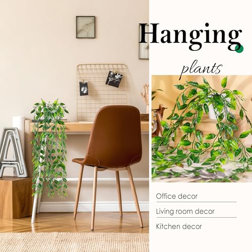Der Rose 8Pcs Fake Plants Hanging Artificial Ivy Vine Faux Eucalyptus Hanging Plants for Home Boho Wall Shelf Indoor Outdoor Decor (White Pots) - color: White Pots-8pcs