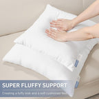 Leeden 16x16 Pillow Inserts Pack of 2, 16 Inch Decorative Throw Pillow Inserts, Soft Fluffy Square Throw Pillows for Couch, Sofa, Bed, and Home Decor White Cushion