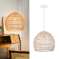 Arturesthome 15.7" Rustic Woven Pendant Ceiling Light Fixture,Rattan Chandeliers Hanging Light for Farmhouse Home Decro Kitchen Island Dinning - color: Rattan, size: 15.7in*13.78in