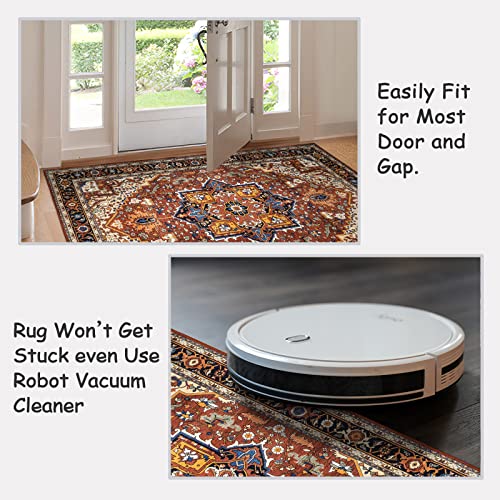 Moynesa Ultra-Thin Washable Area Rug - 2x3 Small Kitchen Rug for Entryway Mat, Oriental Non-Slip Non-Shedding Indoor Floor Carpet for Bathroom Sink Bedroom Living Room Coffee Table Hardwood Floors - color: Brown/Multi, size: 2' x 3'