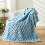 NEWCOSPLAY Super Soft Throw Blanket Blue Premium Silky Flannel Fleece 3D Clouds Stylish Jacquard Lightweight Bed Blanket All Season Use 350GSM (Blue, Throw(50"x60")) - color: Blue, size: Throw(50"x60")